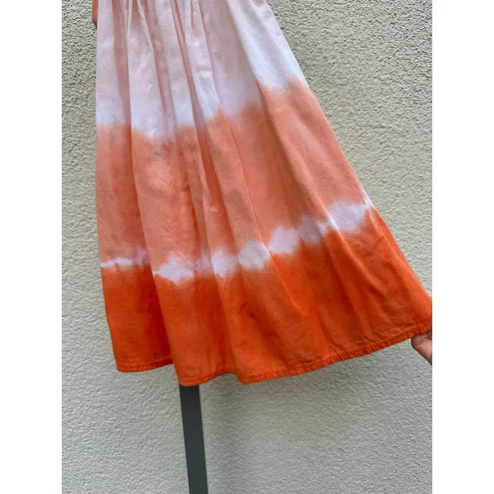 Kembali Tie Dye Dress Necklace Detail Set of 2, Baby Size XS(2T), Pink/ Orange